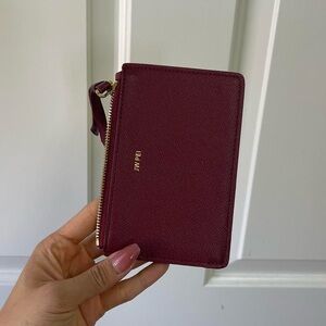 JW PEI Quinn zipped cardholder wallet burgundy grained vegan leather